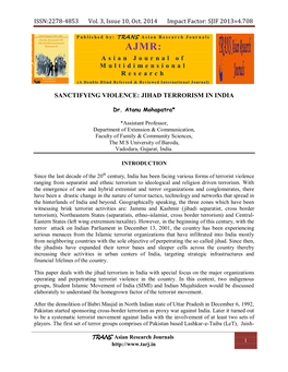 ISSN:2278-4853 Vol. 3, Issue 10, Oct. 2014 Impact Factor: SJIF 2013=4.708