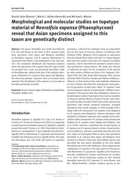 Morphological and Molecular Studies on Topotype Material