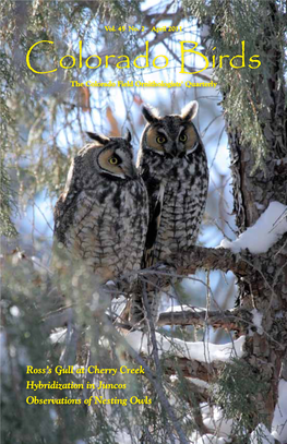 Colorado Birds the Colorado Field Ornithologists’ Quarterly