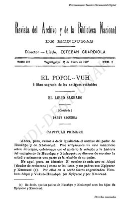 Pdf Revista Del Archivo Y De La Biblioteca Nacional De Honduras. Núm. 5, 10 De Enero