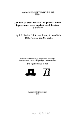 The Use of Plant Material to Protect Stored Leguminous Seeds Against Seed Beetles: a Review