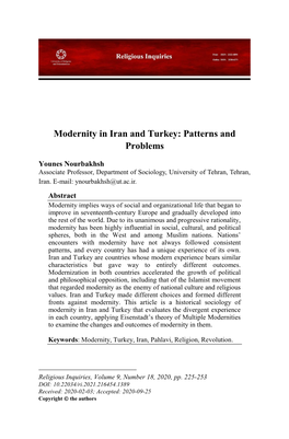 Modernity in Iran and Turkey: Patterns and Problems