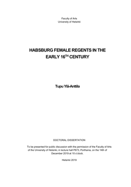 Habsburg Female Regents in the Early 16Th Century