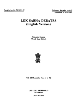 LOK SABHA DEBATES, (English Versi~N)