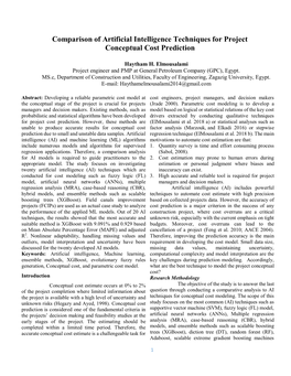 Comparison of Artificial Intelligence Techniques for Project Conceptual Cost Prediction