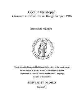 Christian Missionaries in Mongolia After 1990