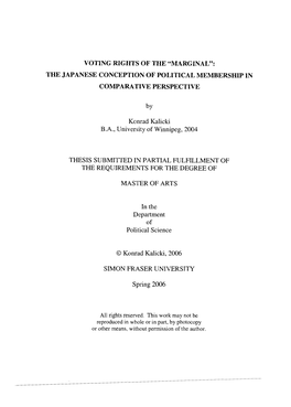 THE JAPANESE Conceptilon of POLITICAL MEMBERSHIP in COMPARATIVE PERSPECTIVE