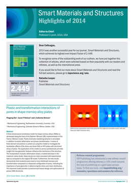 Smart Materials and Structures Highlights of 2014