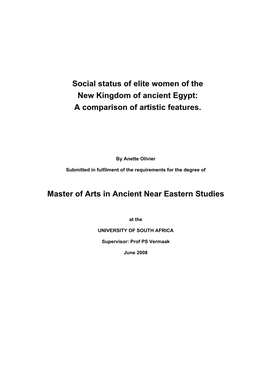 Social Status of Elite Women of the New Kingdom of Ancient Egypt: a Comparison of Artistic Features