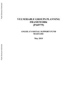 Vulnerable Groups Planning Framework (P169779)