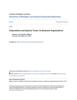 Corporations and Express Trusts: As Business Organizations