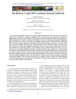 The Historic 2 April 2017 Louisiana Tornado Outbreak