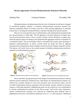 Recent Approaches Toward Mechanochromic Polymeric Materials