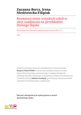 Rozmieszczenie Wiejskich Szkół W Sieci Osadniczej Na Przykładzie Dolnego Śląska