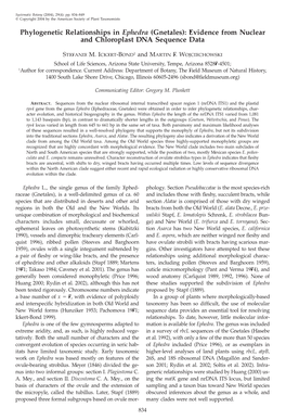 Phylogenetic Relationships in Ephedra (Gnetales): Evidence from Nuclear and Chloroplast DNA Sequence Data