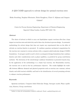 A QM-CAMD Approach to Solvent Design for Optimal Reaction Rates