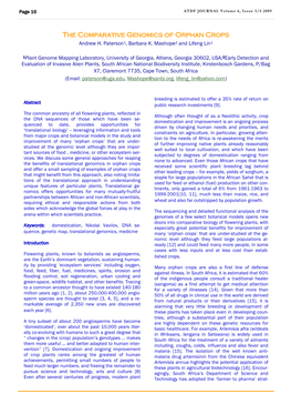 The Comparative Genomics of Orphan Crops Andrew H