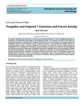 Calvinism and French Society