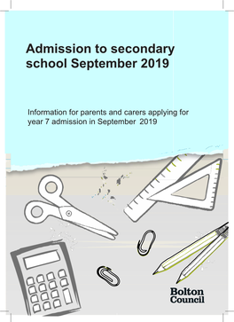 Admission to Secondary School September 2019
