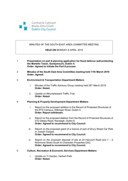 Minutes of the South East Area Committee Meeting Held on 8Th April 2019. PDF 491 KB