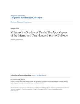 Valleys of the Shadow of Death: the Apocalypses of the Inferno and One Hundred Years of Solitude Deirdre Ann Assenza