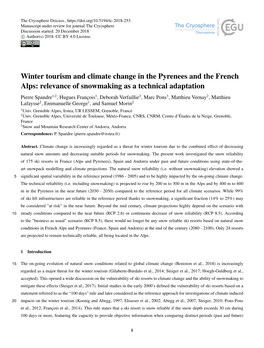 Winter Tourism and Climate Change in the Pyrenees and the French
