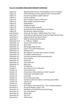 Full At-A-Glance Music Box Concert Schedule!