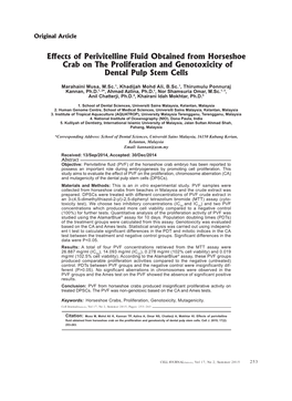 Effects of Perivitelline Fluid Obtained from Horseshoe Crab on the Proliferation and Genotoxicity of Dental Pulp Stem Cells