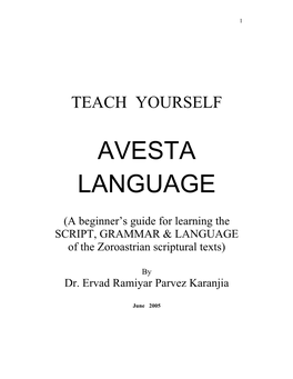 Teach Yourself Avestan Language