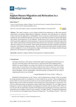 Afghan-Hazara Migration and Relocation in a Globalised Australia
