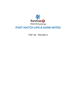 Past Match-Ups & Game Notes