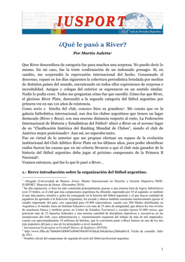 ¿Qué Le Pasó a River? Por Martín Auletta1