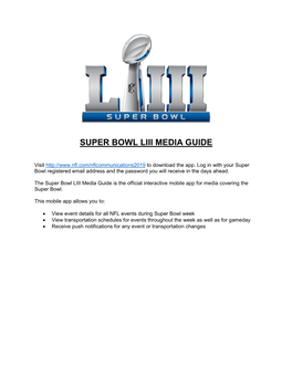 Super Bowl Liii Media Guide
