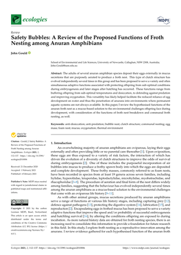 Safety Bubbles: a Review of the Proposed Functions of Froth Nesting Among Anuran Amphibians