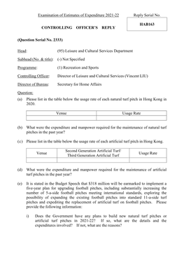 Hab163 Controlling Officer’S Reply