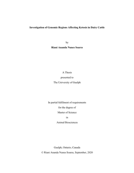 Investigation of Genomic Regions Affecting Ketosis in Dairy Cattle By