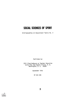 Social Sciences of Sport