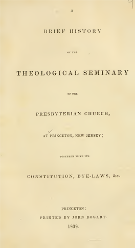 A Brief History of the Theological Seminary of The