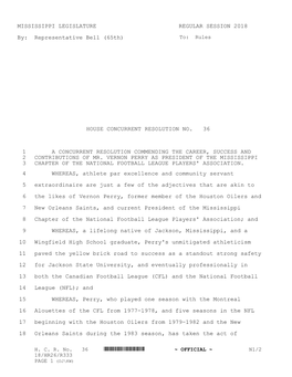 MISSISSIPPI LEGISLATURE REGULAR SESSION 2018 By