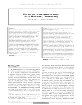 Vectorial Role of Some Dermanyssoid Mites \(Acari, Mesostigmata