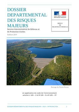 DOSSIER DEPARTEMENTAL DES RISQUES MAJEURS Service Interministériel De Défense Et De Protection Civiles Édition 2019