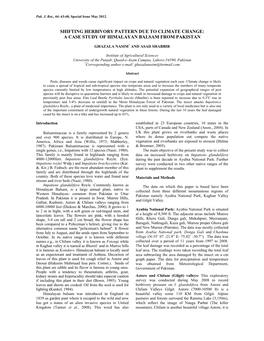 Shifting Herbivory Pattern Due to Climate Change: a Case Study of Himalayan Balsam from Pakistan