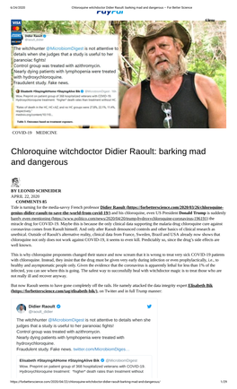 Chloroquine Witchdoctor Didier Raoult: Barking Mad and Dangerous – for Better Science �–For Better Science � Mcleosnue