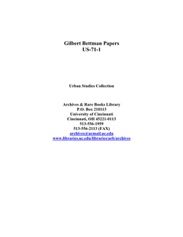 Gilbert Bettman Papers US-71-1