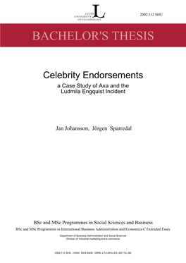 Celebrity Endorsements a Case Study of Axa and the Ludmila Engquist Incident