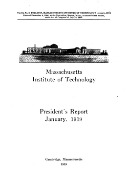 Massachusetts Institute of Technology President's Report