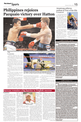 Philippines Rejoices Pacquaio Victory Over Hatton