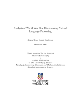 Analysis of World War One Diaries Using Natural Language Processing