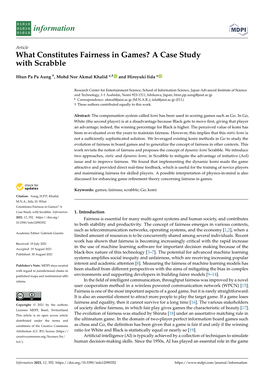 What Constitutes Fairness in Games? a Case Study with Scrabble