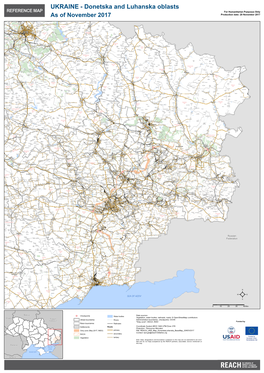 UKRAINE - Donetska and Luhanska Oblasts REFERENCE MAP for Humanitarian Purposes Only As of November 2017 Production Date: 20 November 2017